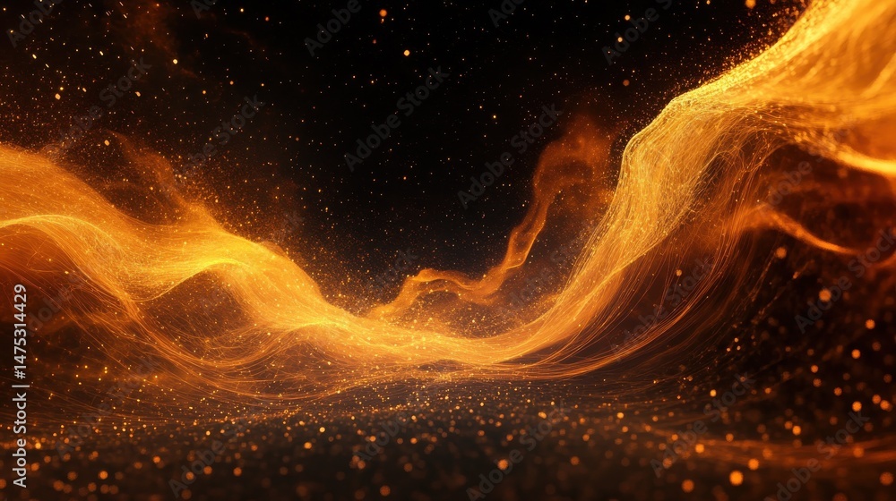 Poster abstract digital wave on dark background. technology and science concept. 3d rendering illustration 