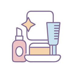 Stylized cosmetic product display on black background illustration