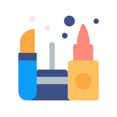 Flat vector illustration of various cosmetics and makeup containers