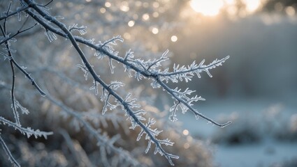 Obraz premium Frosty Branches Twinkle in the Season's Light