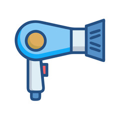 Hair dryer icon on black background in flat design