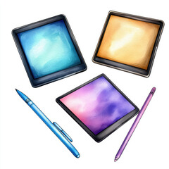 Colorful digital tablets with stylus