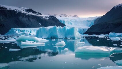 Lovely icy terrain photograph of lagoon bay
