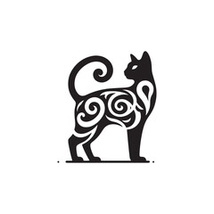 Balinese Vector Silhouette: Graceful and Elegant Long-Haired Cat Illustration in Minimalist Style, Capturing the Breed’s Poise, Flowing Tail, and Distinctive Oriental Features in Vector Form.
