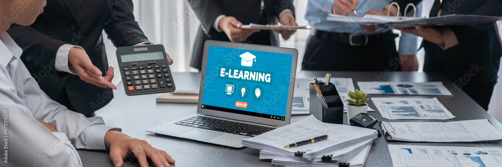 Poster e-learning website with brisk sofware for student to study online on the internet network