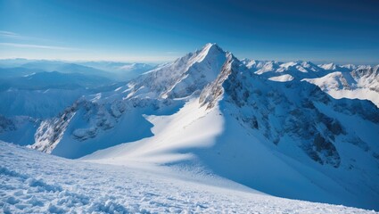 Obraz premium Snowy Mountain Peaks in Winter: A Fantastic Spot for Winter Sports