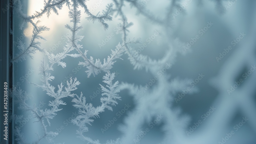 Poster ice patterns on panes. festive setting