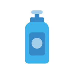 Stylized blue bottle with pump isolated against black background