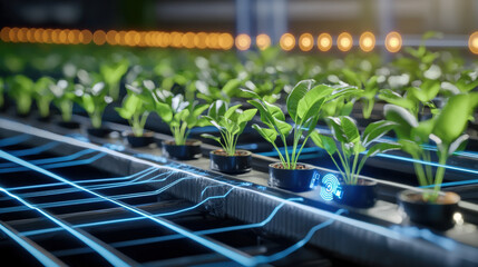 Innovative hydroponic farming technology urban greenhouse agricultural innovation sustainable practices close-up future food production