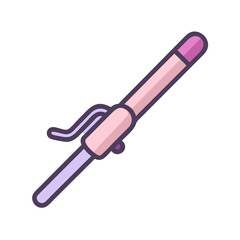 Pink curling iron flat style on black background