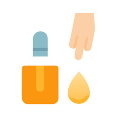 Minimalist design dropper bottle with hand and liquid drop