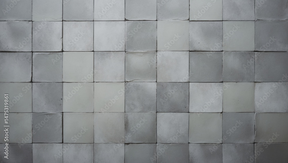 Poster patterned background of grey tiles with square concrete blocks for architectural use on exterior wal