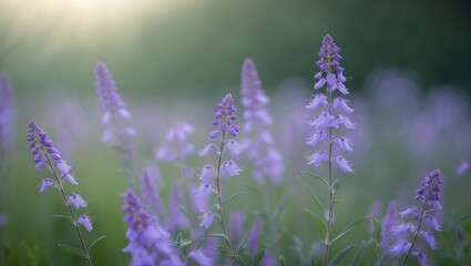 Obraz premium Beautiful Summer Floral of Skullcap Herb in Botanical Setting