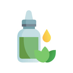 Herbal Medicine Dropper Bottle with Leaves and Golden Droplet