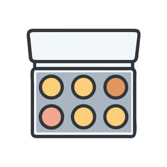 Colorful makeup palette with various shades for beauty applications