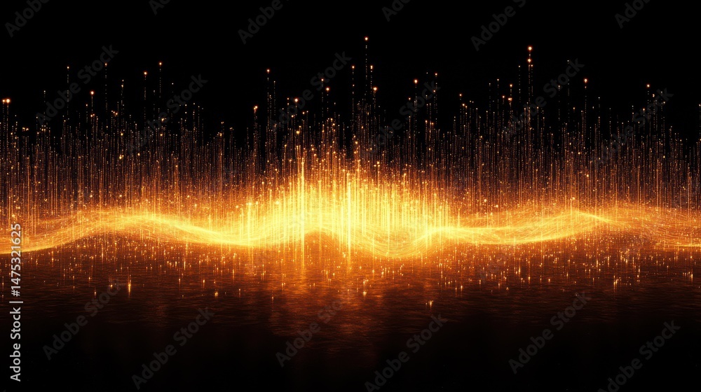 Aufkleber abstract digital wave on dark background. technology and science concept. 3d rendering illustration 