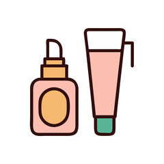 Cosmetic set flat design vector illustration on black background