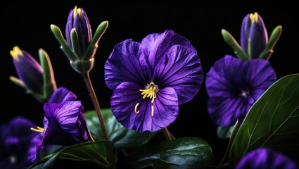 Violet flower from Africa on a black background