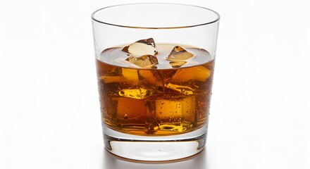 Refreshing Drink with Ice Cubes in Clear Glass Close Up