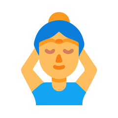 Woman relaxing with hands behind head flat illustration