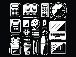 Student Items Vector Icon Pack