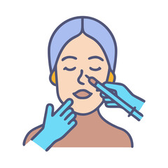 Cosmetic injection procedure depicted in a vector flat image