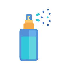 Vector graphic of blue spray bottle with atomized spray