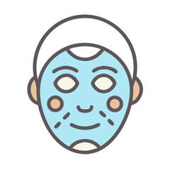 Person with blue face mask skincare treatment icon illustration