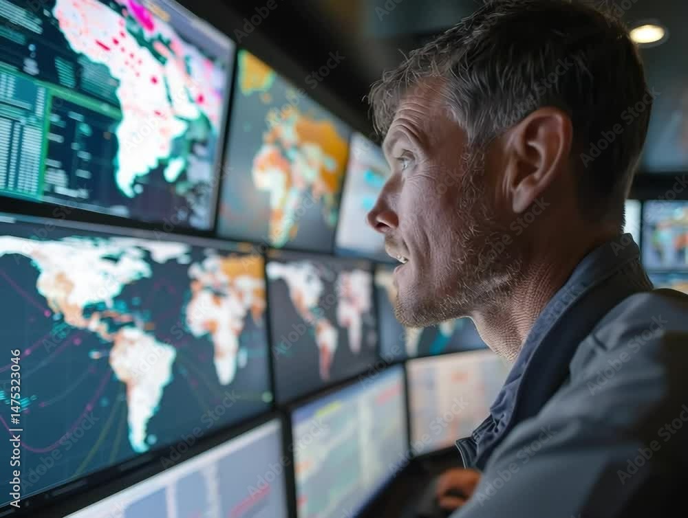 Poster data analysis and monitoring of global trends from a high-tech control center at night