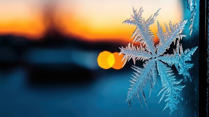 A stunning close up of a frosted crystal snowflake