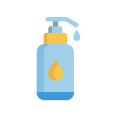 Liquid soap bottle graphic icon with yellow accents design