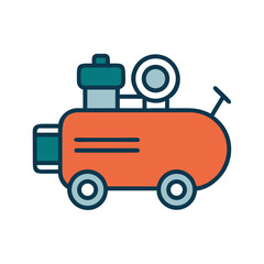 Flat icon of air compressor on a White Background