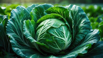 Fototapeta premium Magnified shot of folded green leaves in a healthy farm setting