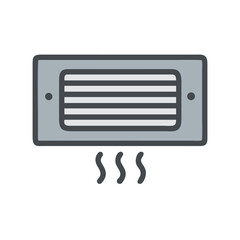 Gray ventilation grille with air flow flat vector illustration