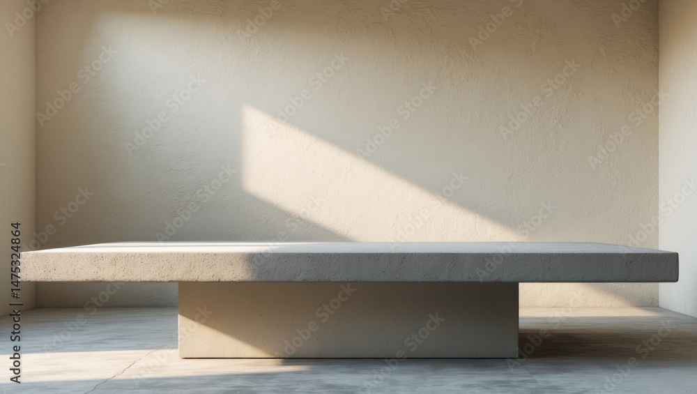Aufkleber mockup template for showcasing a product on an empty stone table background.