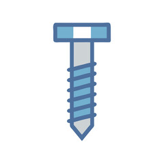 Light blue screw isolated on White Background illustration