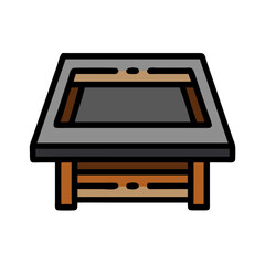 Abstract schematic illustration of a table construction, cutout style