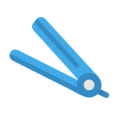 Obraz premium Flat design of a blue hair straightening iron appliance