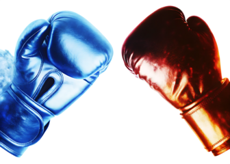 A blue and red boxing gloves isolated on white background PNG