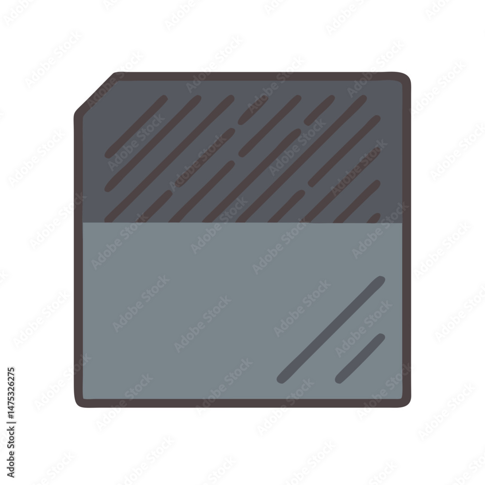 Poster isolated gray memory card with brown line pattern background