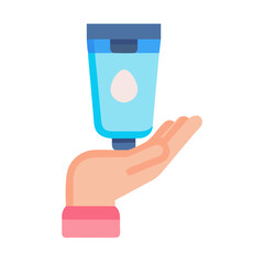 Hand holding beauty product tube on a black background