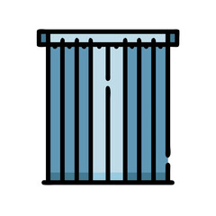 Simple flat design of blue and white striped curtain