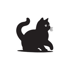 Obraz premium British Shorthair Vector Silhouette: Iconic and Sturdy Cat Illustration in Clean Vector Style, Showcasing the Breed’s Round Face, Plush Coat, and Distinctive Stocky Build in Profile. 