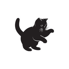 British Shorthair Vector Silhouette: Iconic and Sturdy Cat Illustration in Clean Vector Style, Showcasing the Breed’s Round Face, Plush Coat, and Distinctive Stocky Build in Profile.

