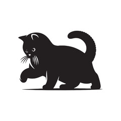 British Shorthair Vector Silhouette: Iconic and Sturdy Cat Illustration in Clean Vector Style, Showcasing the Breed’s Round Face, Plush Coat, and Distinctive Stocky Build in Profile.
