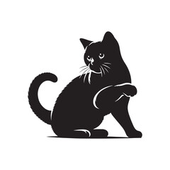 British Shorthair Vector Silhouette: Iconic and Sturdy Cat Illustration in Clean Vector Style, Showcasing the Breed’s Round Face, Plush Coat, and Distinctive Stocky Build in Profile.
