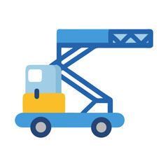 Flat design illustration of a blue elevated work platform