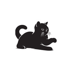 British Shorthair Vector Silhouette: Iconic and Sturdy Cat Illustration in Clean Vector Style, Showcasing the Breed’s Round Face, Plush Coat, and Distinctive Stocky Build in Profile.
