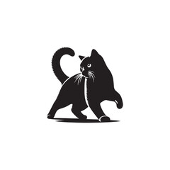 British Shorthair Vector Silhouette: Iconic and Sturdy Cat Illustration in Clean Vector Style, Showcasing the Breed’s Round Face, Plush Coat, and Distinctive Stocky Build in Profile.
