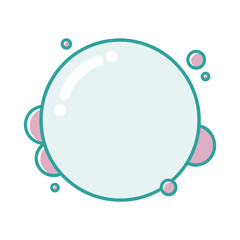Minimalist illustration of a round soap bubble with light blue and pink details